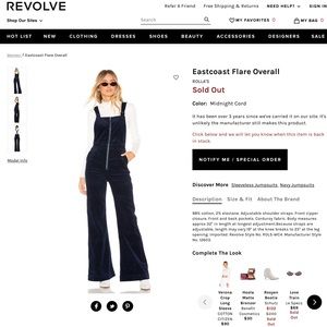 Rolla’s Eastcoast Flare Corduroy Overalls Size 26 Petite